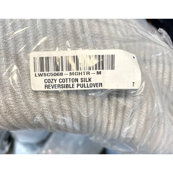 Lunya Cozy Cotton Silk Reversible Ribbed Pullover Sweater Mellow Grey Heather - Picture 15 of 15